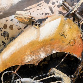 Handgefertigtes Metallbild / Wandbild vintage Motorrad Chopper in 3D-Optik